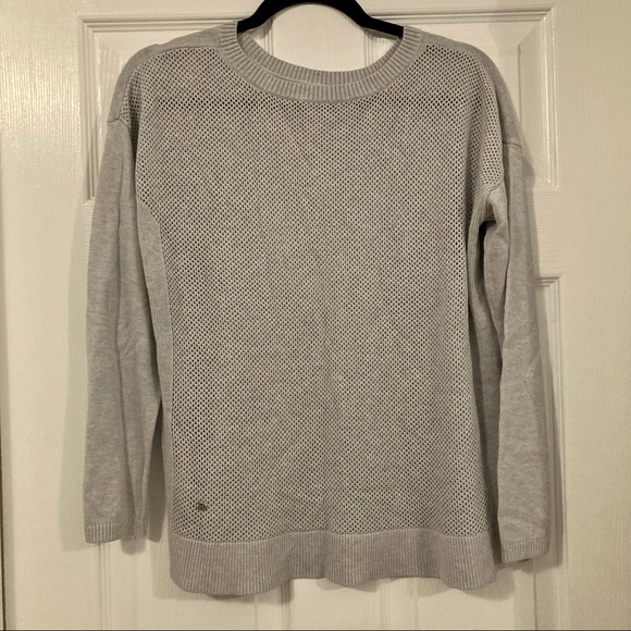 Sold: Lululemon “Well Being” grey mesh sweater top - Picture 4 of 7